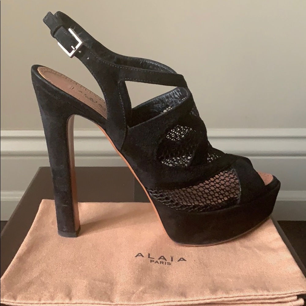 Alaïa Black Suede Platform Sandals